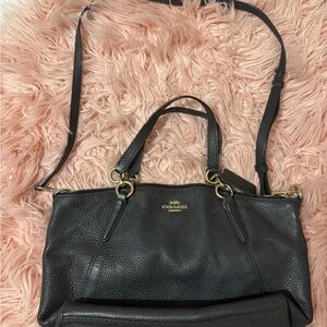 Coach Black Pebbled Leather Shoulder Bag